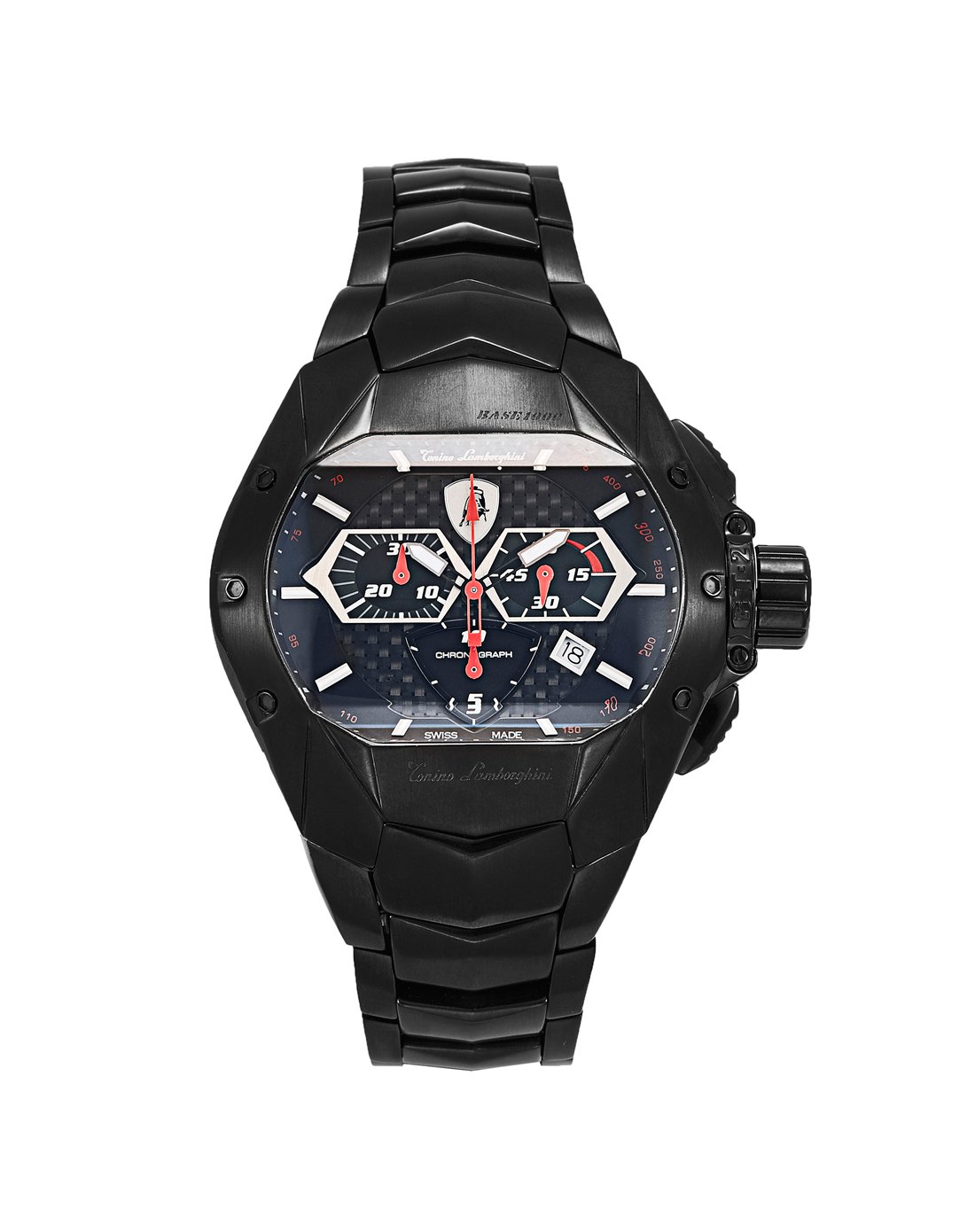 兰博基尼男款钢带三眼计时手表