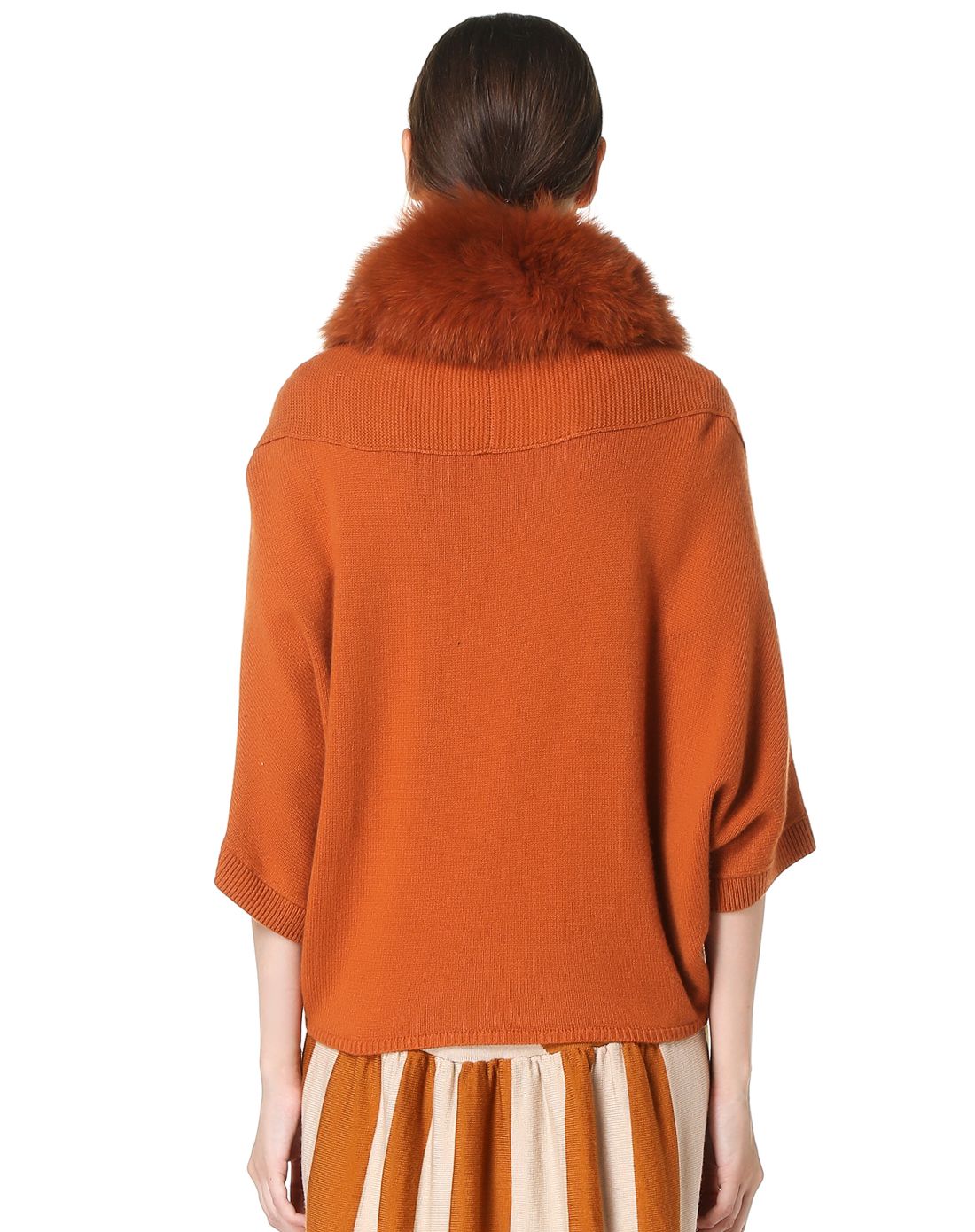 暗橘色淑女活力开襟针织衫