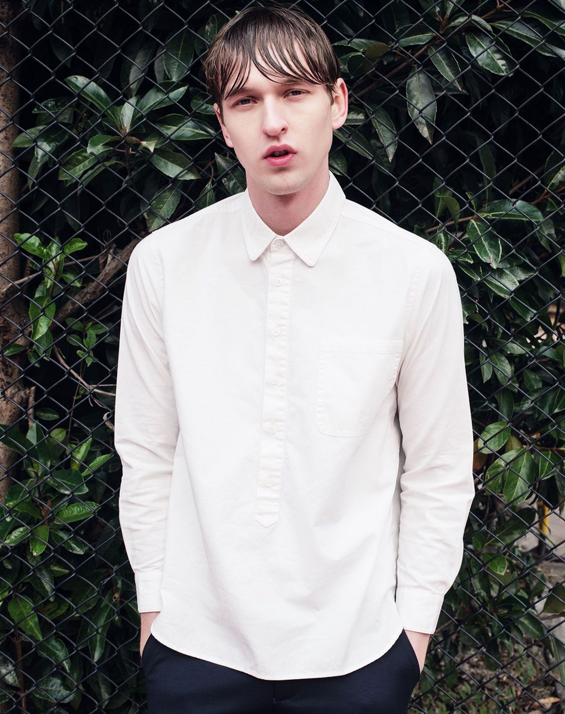 白色 欧美时尚休闲长袖衬衫