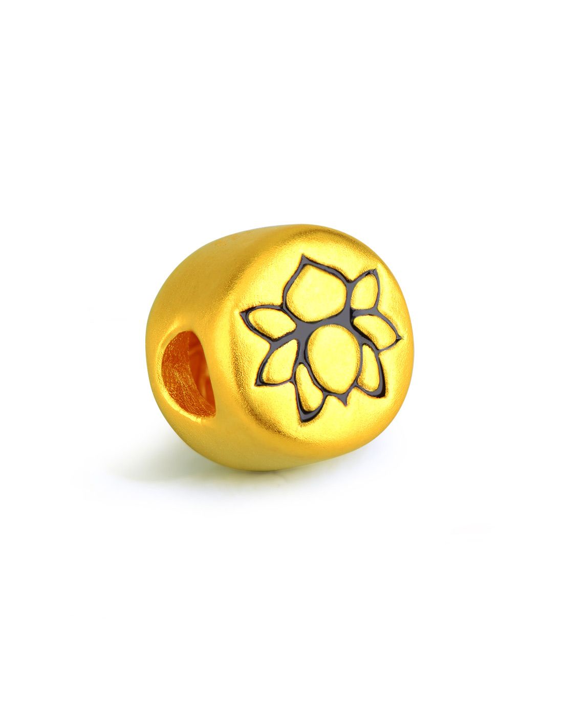 新品3d硬金千足金黄金吊坠佛家八宝莲花串珠(0.9克)