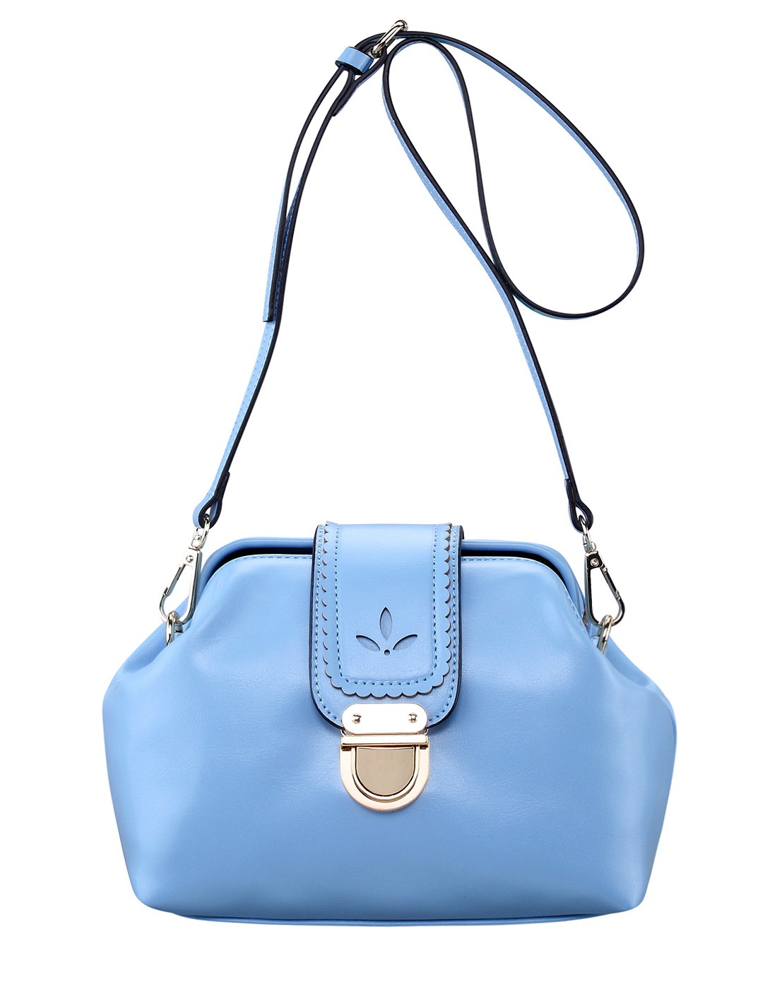 浅蓝色休闲名族风马蹄口包