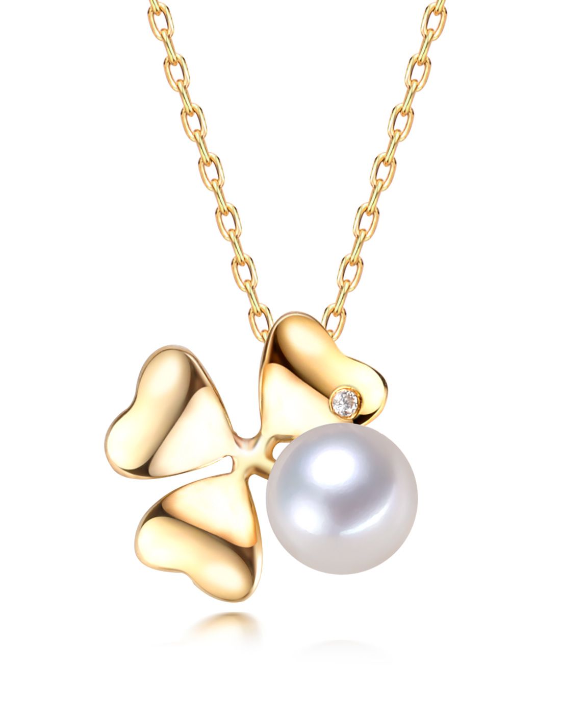 k金款幸福四叶草珍珠项链唯品会专供