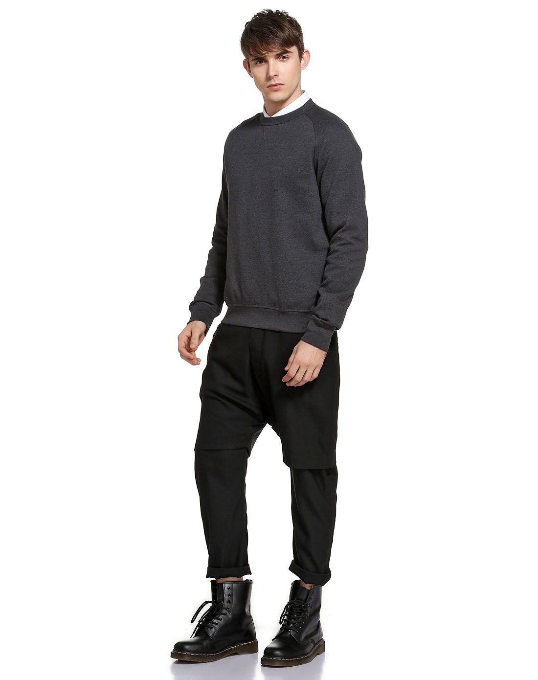 orlebar brown 深灰色简约百搭圆领长袖上衣