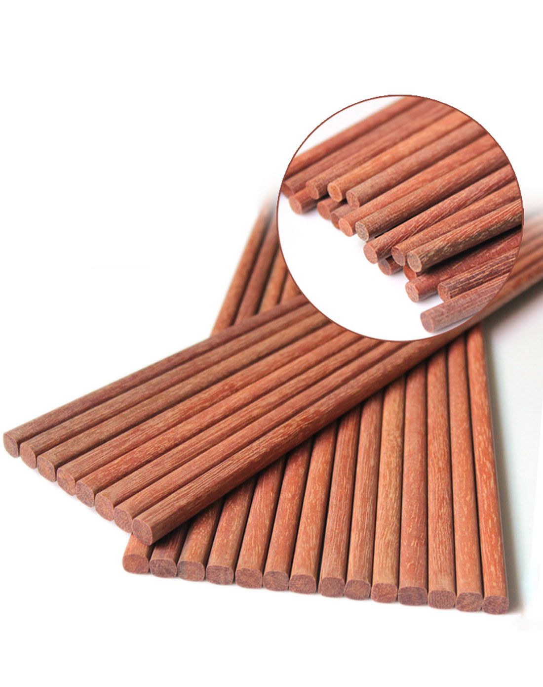 天然红檀木珍品原木筷子10双(原木无漆)