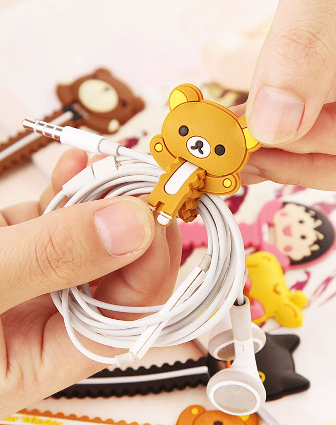 卡通小锯齿穿孔式绕线器8个装