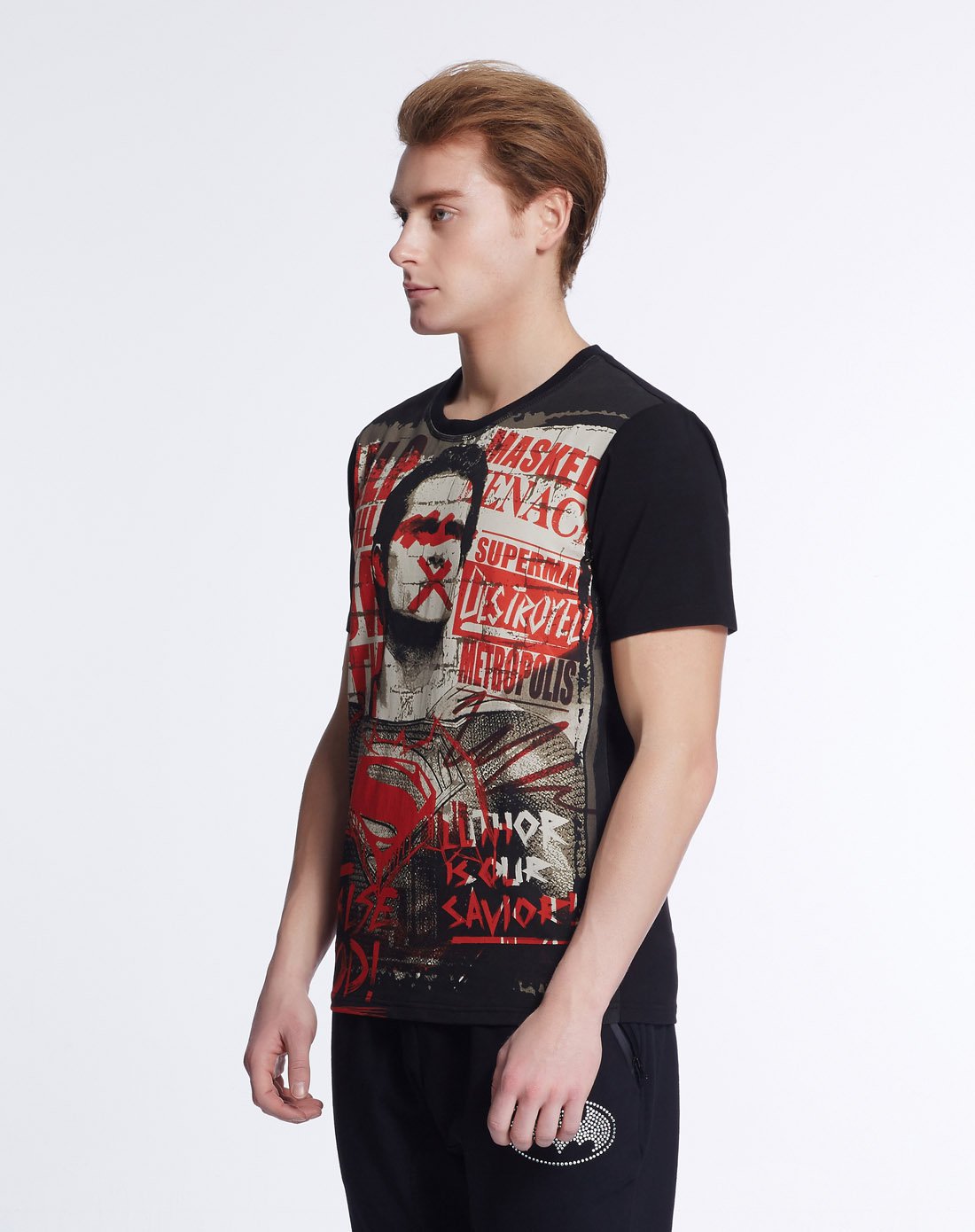 美国dc超级英雄系列潮牌服饰专场蝙蝠侠/batman系列圆领短t黑色bsmts