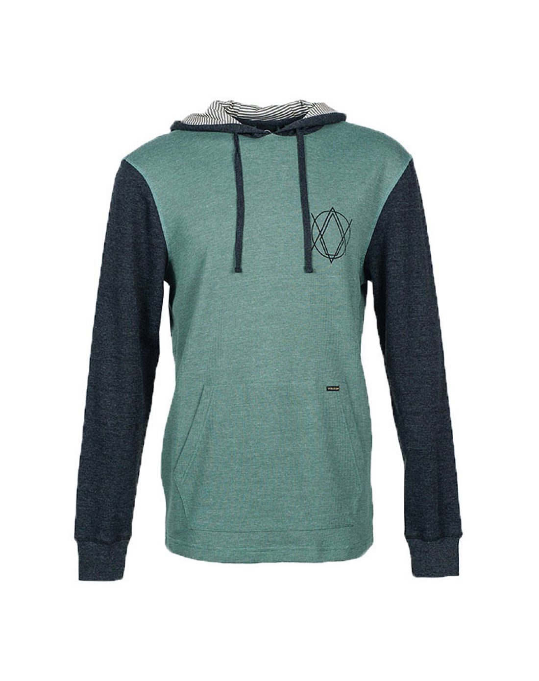 volcom男款军绿配黑色简约活力长袖卫衣