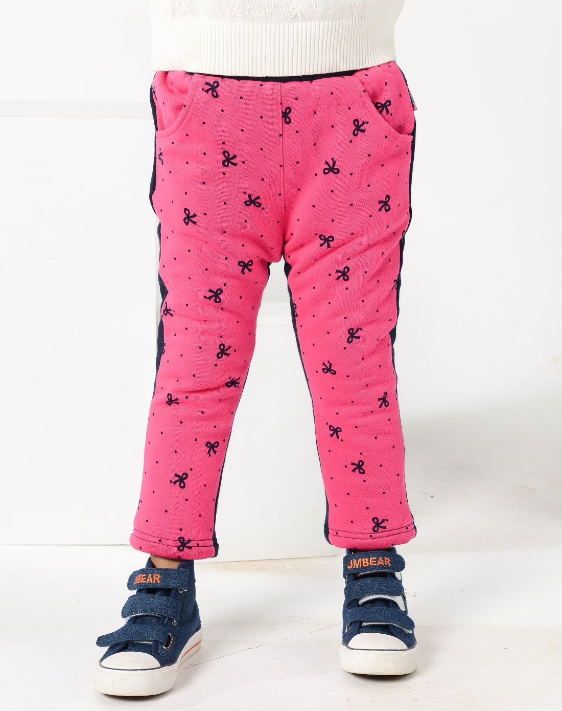 女小童玫红棉裤