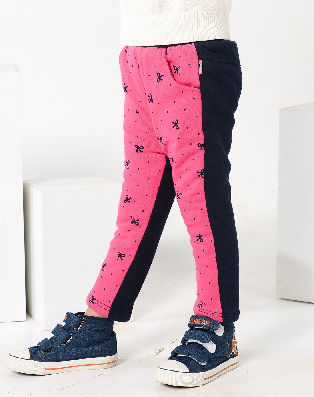 女小童玫红棉裤