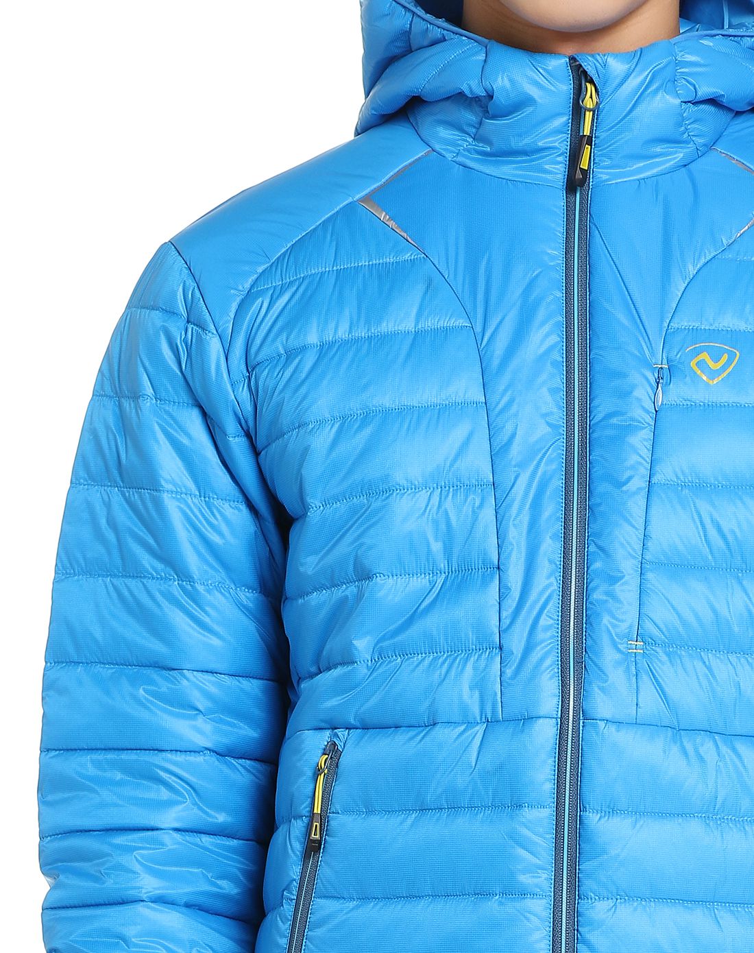 双层保暖 男式天蓝色羽绒服 白鹅绒填充