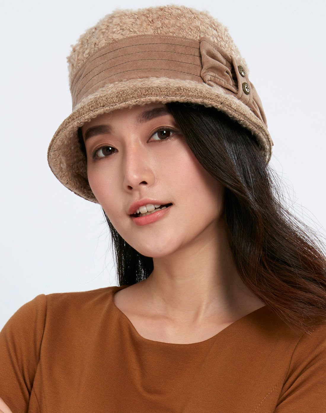 秋冬新品女士蝴蝶结保暖淑女帽