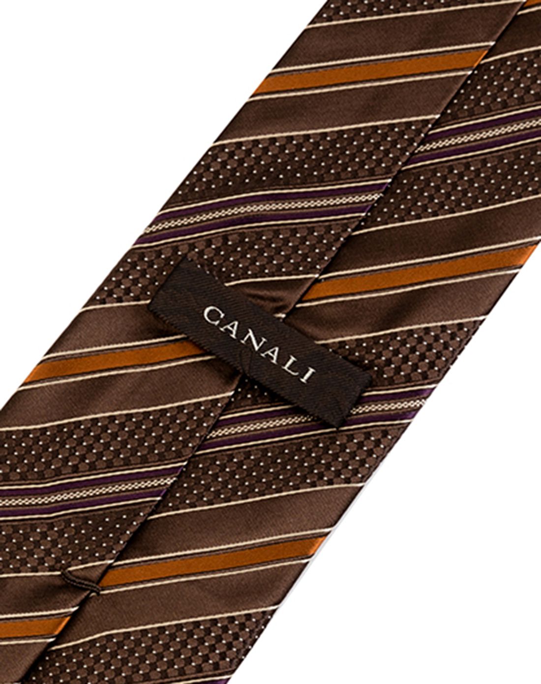 canali男款咖啡色斜纹蚕丝领带