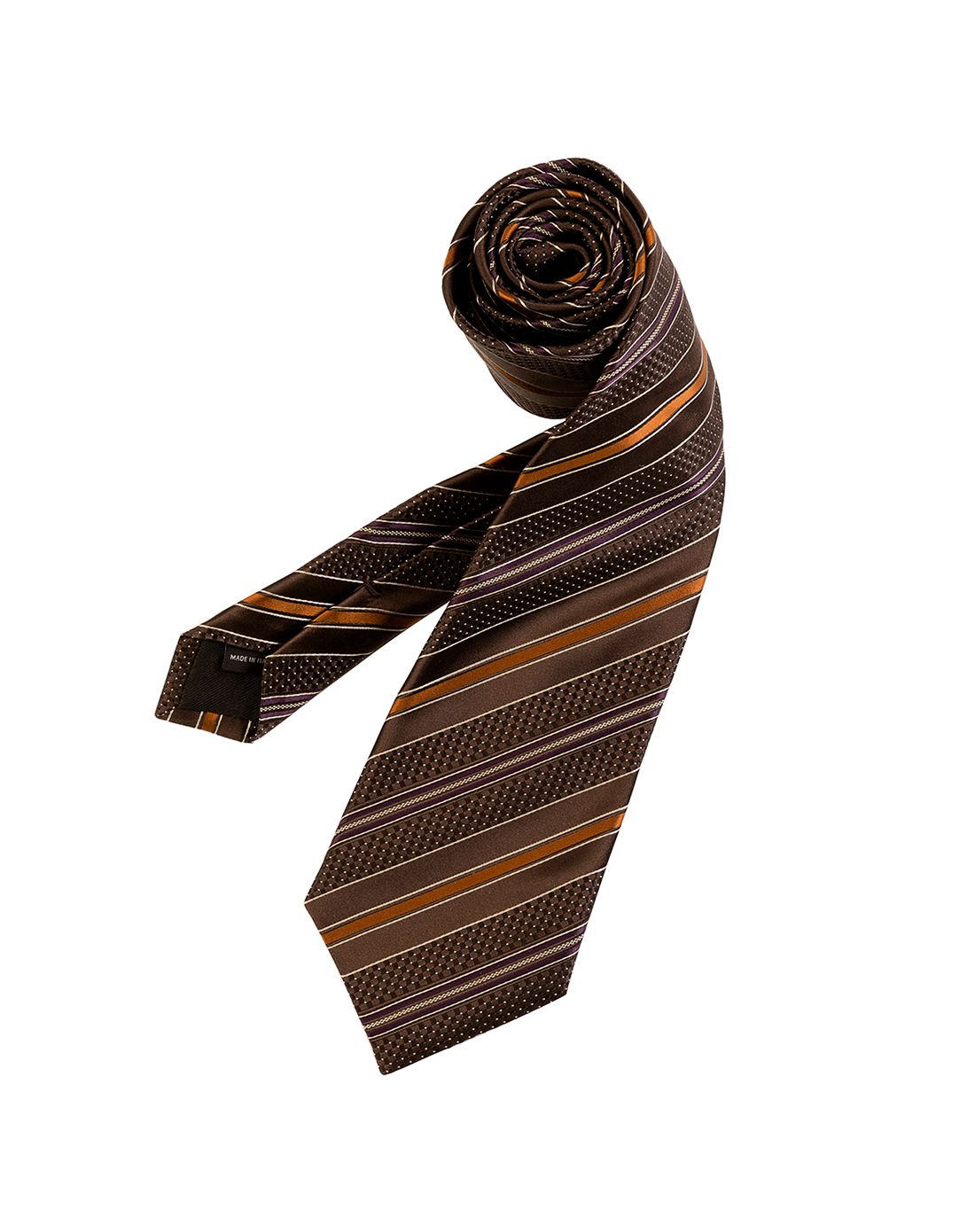 canali男款咖啡色斜纹蚕丝领带