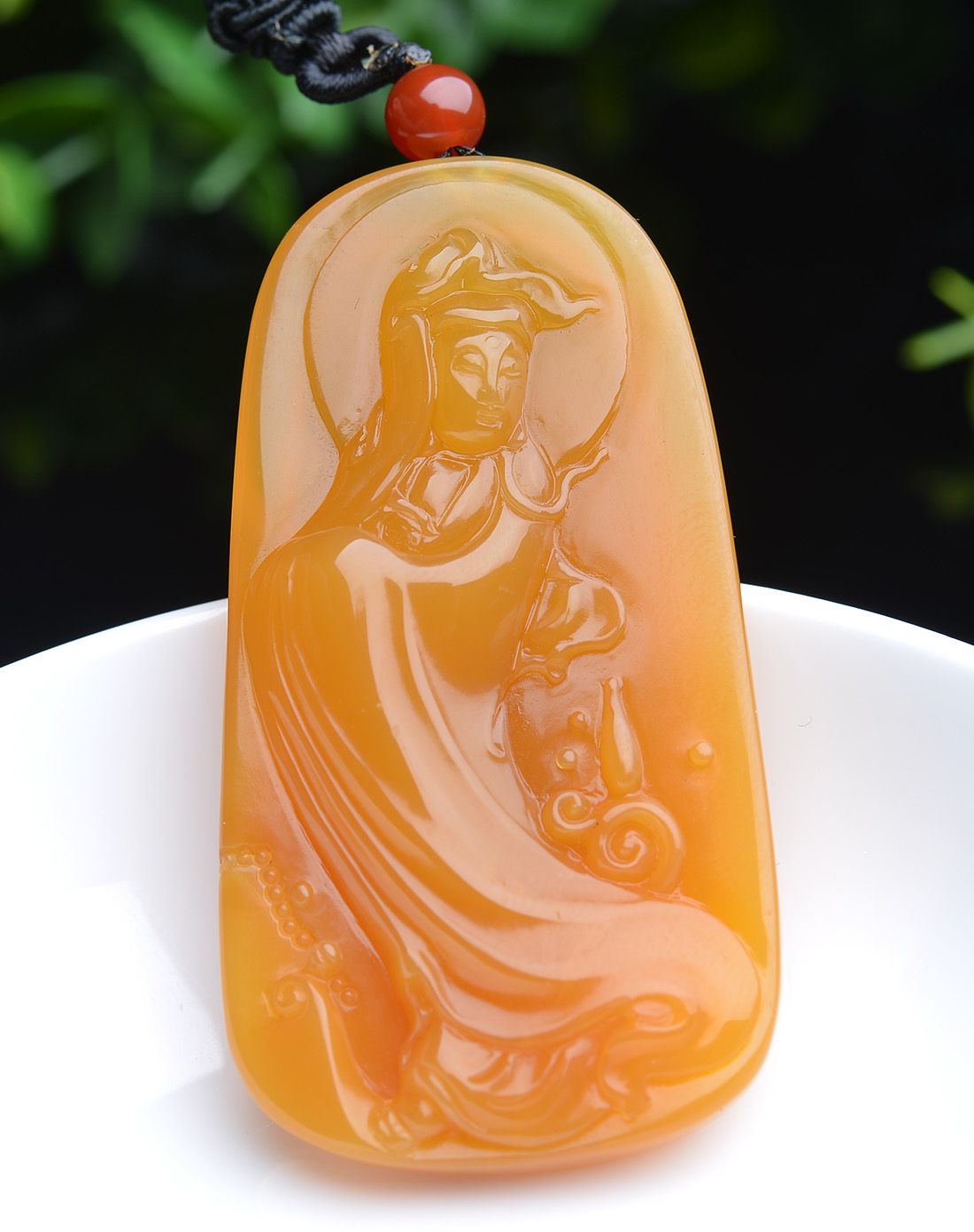 天然黄龙玉观音挂件