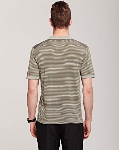 麦芽绿横纹100%桑蚕丝短袖t恤衫