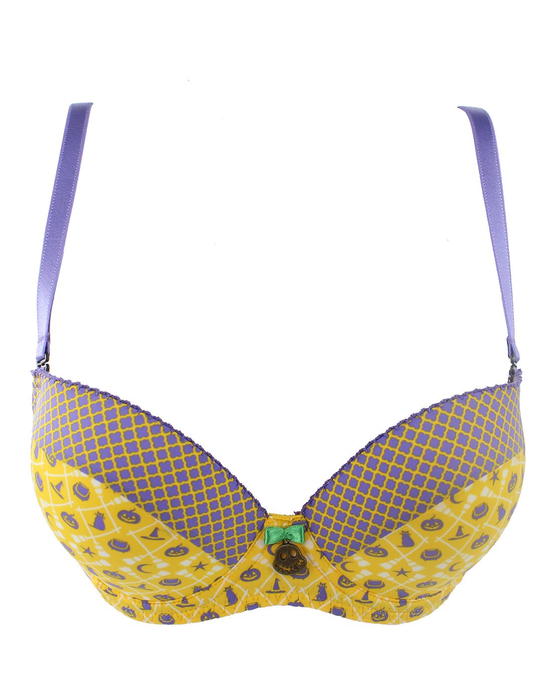 安莉芳集团混合品牌内衣专场芬狄诗fandecie黄/紫色印花3/4上薄下厚杯