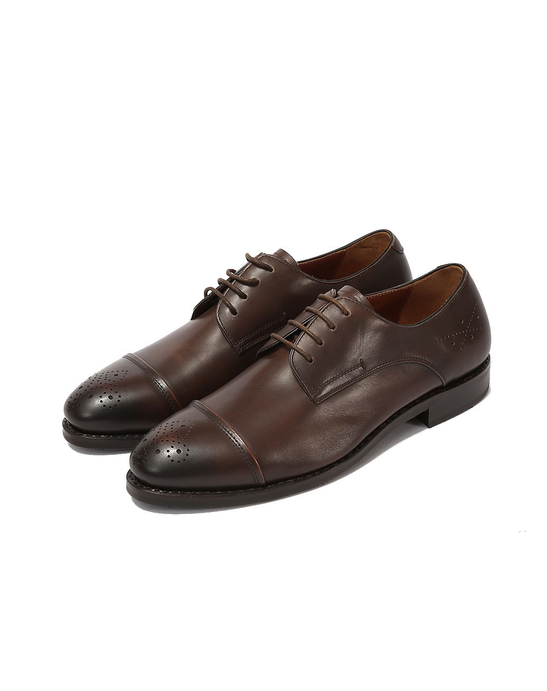 夏利豪charriol意大利进口棕色牛皮商务休闲皮鞋2322108603_唯品会