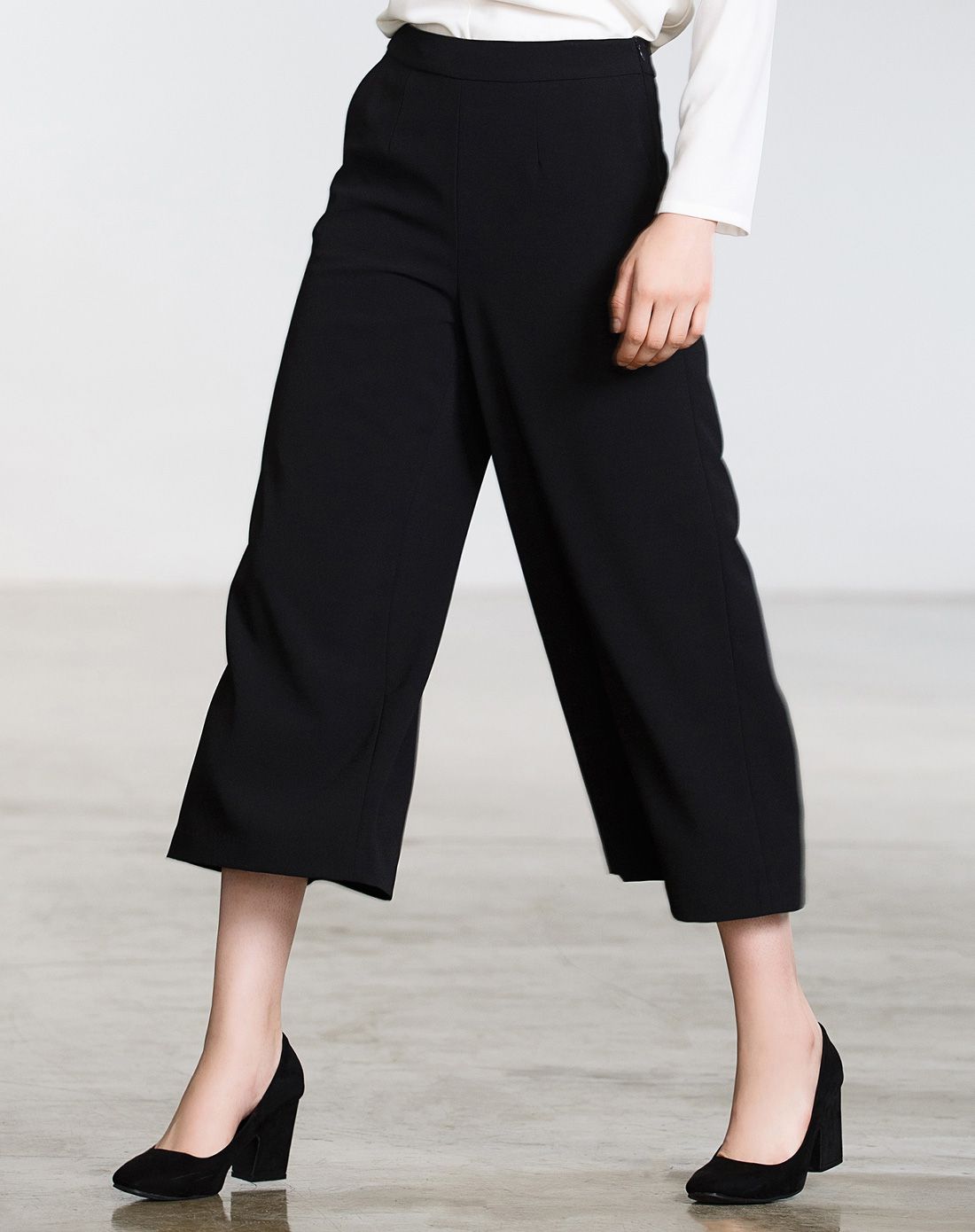 轻商务黑色百搭九分阔腿裤