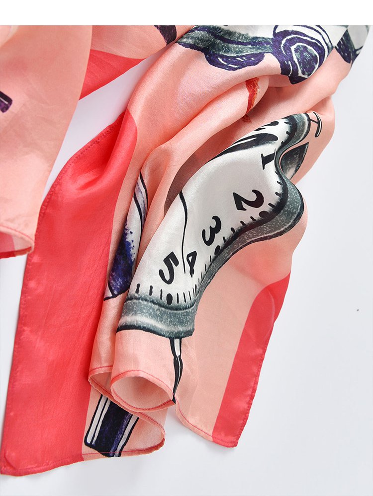 意大利galleria 拼色数码印花真丝围巾/披肩 防寒保暖