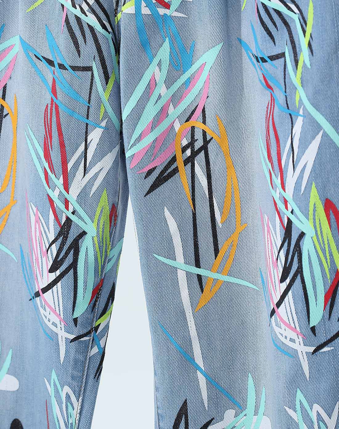 手绘涂鸦牛仔裤