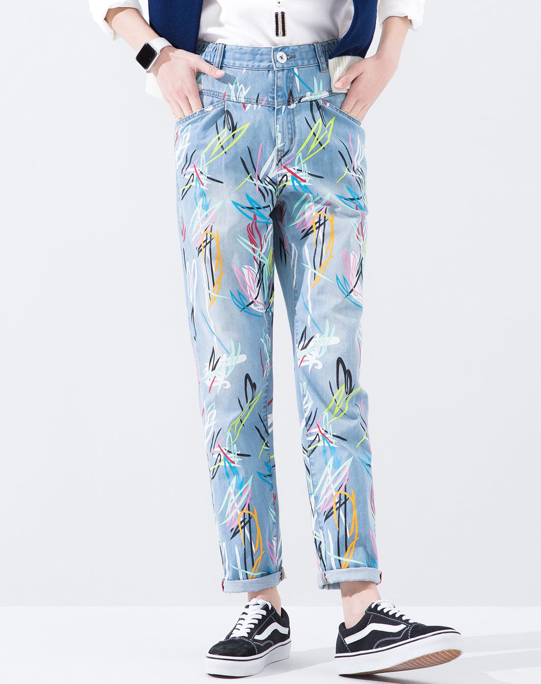 手绘涂鸦牛仔裤