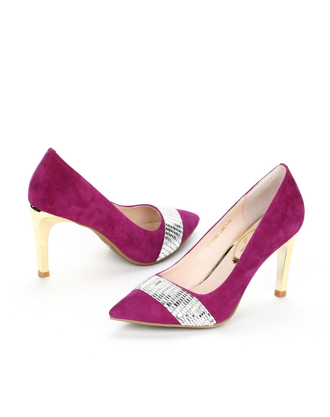 哈森harson女鞋专场 哈森女款紫红色羊皮绒面革浅口单鞋