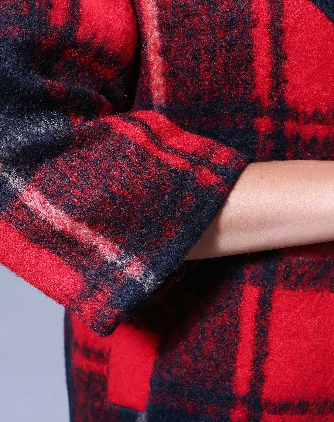 女款青红色格子外套