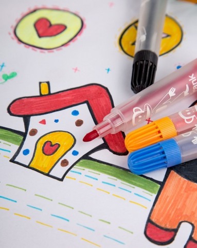 【两件起售】大嘴猴儿童卡通36色可水洗水彩笔-蓝色