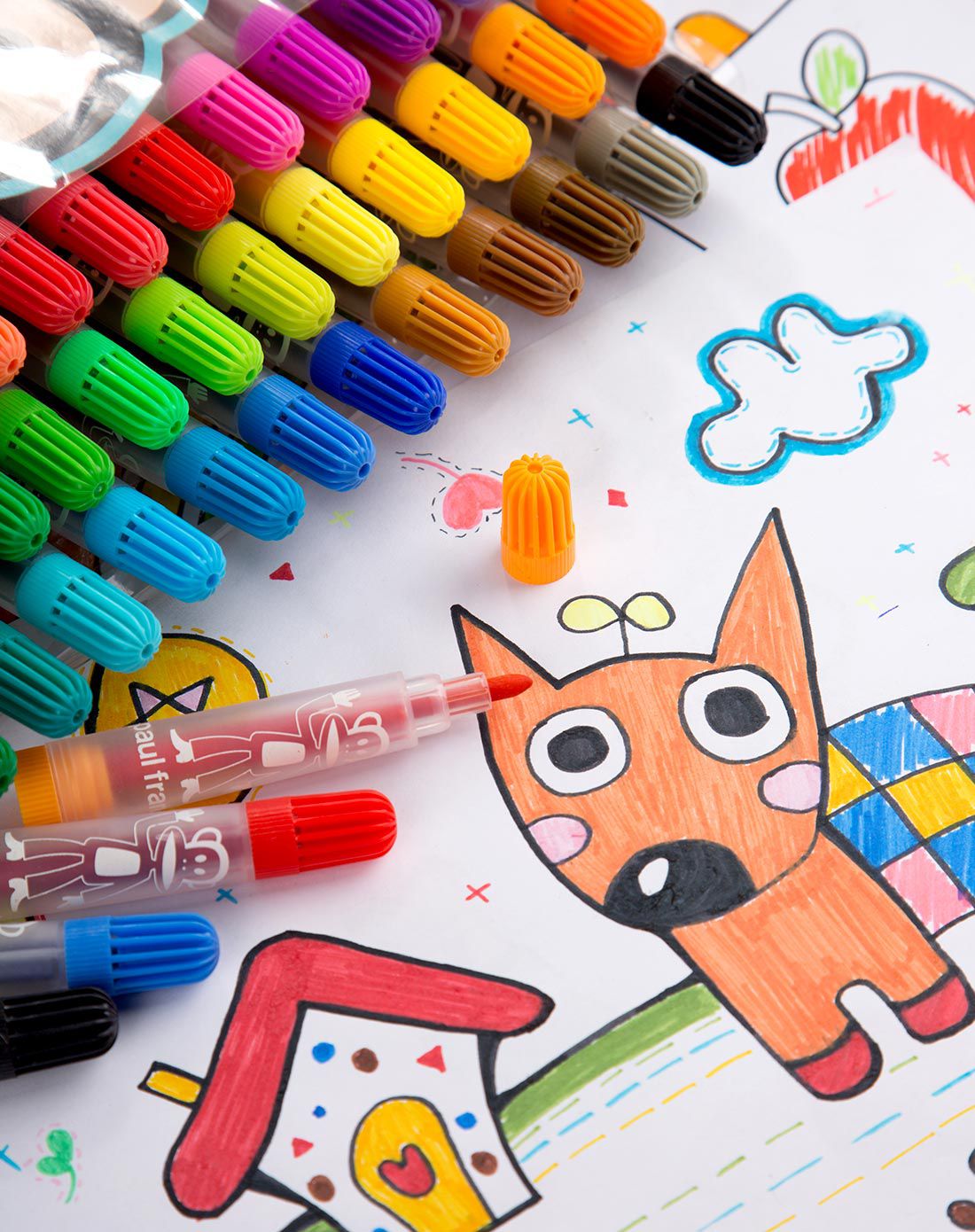 【两件起售】大嘴猴儿童卡通36色可水洗水彩笔-蓝色