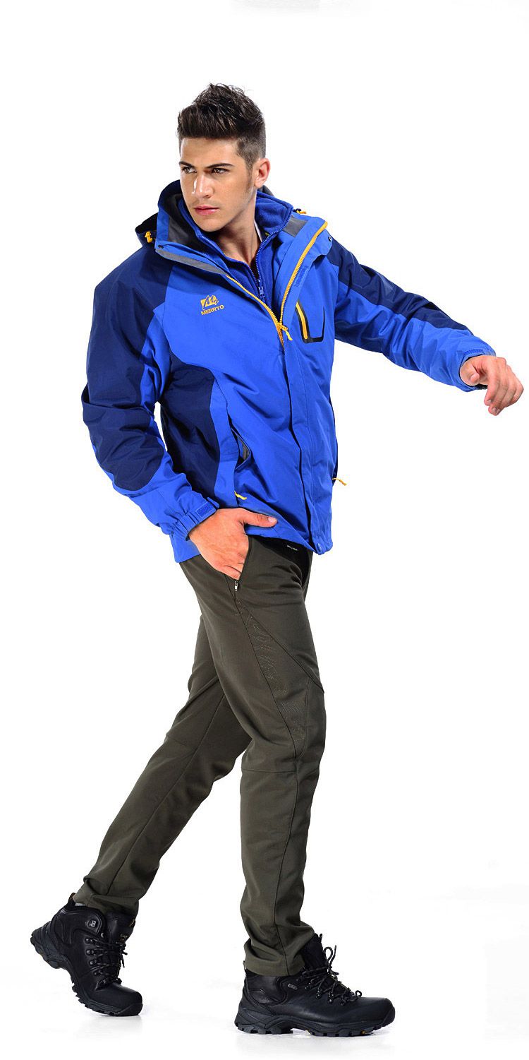 保暖舒适 男款黑色高帮登山鞋 防滑耐磨