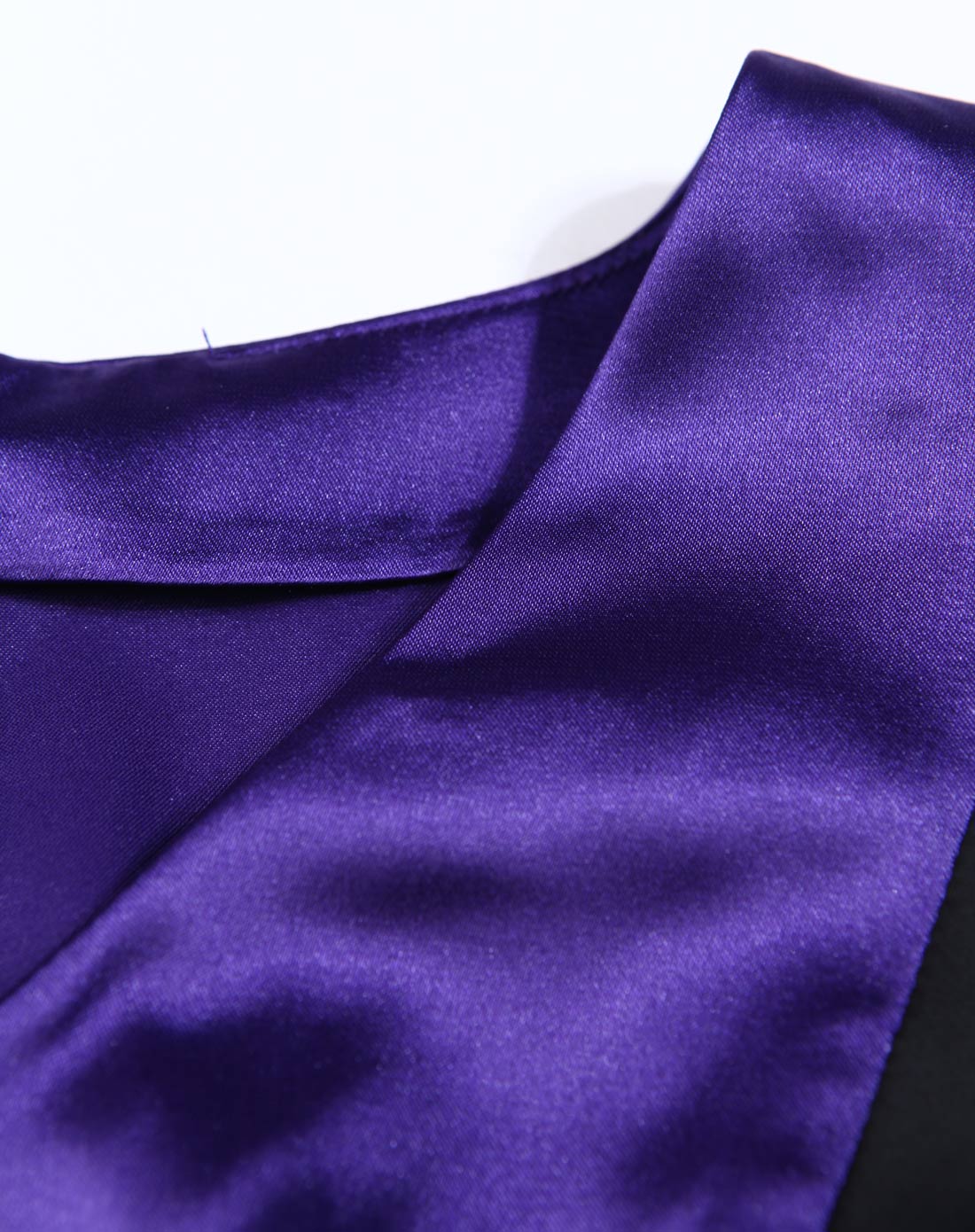 紫黑拼接v领时尚个性衬衣