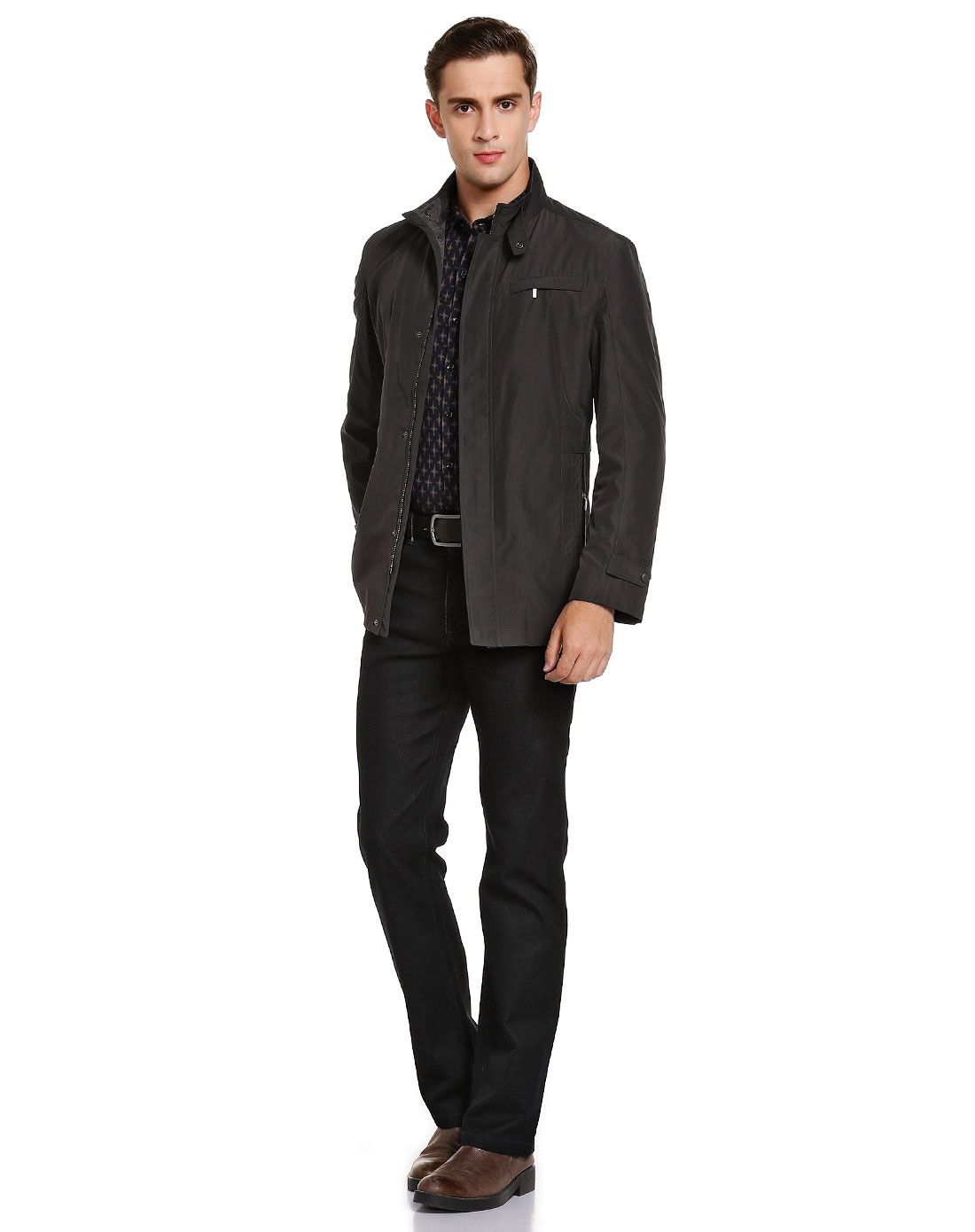 尼诺里拉ninoriva男装专场 褐色商务气质长袖茄克