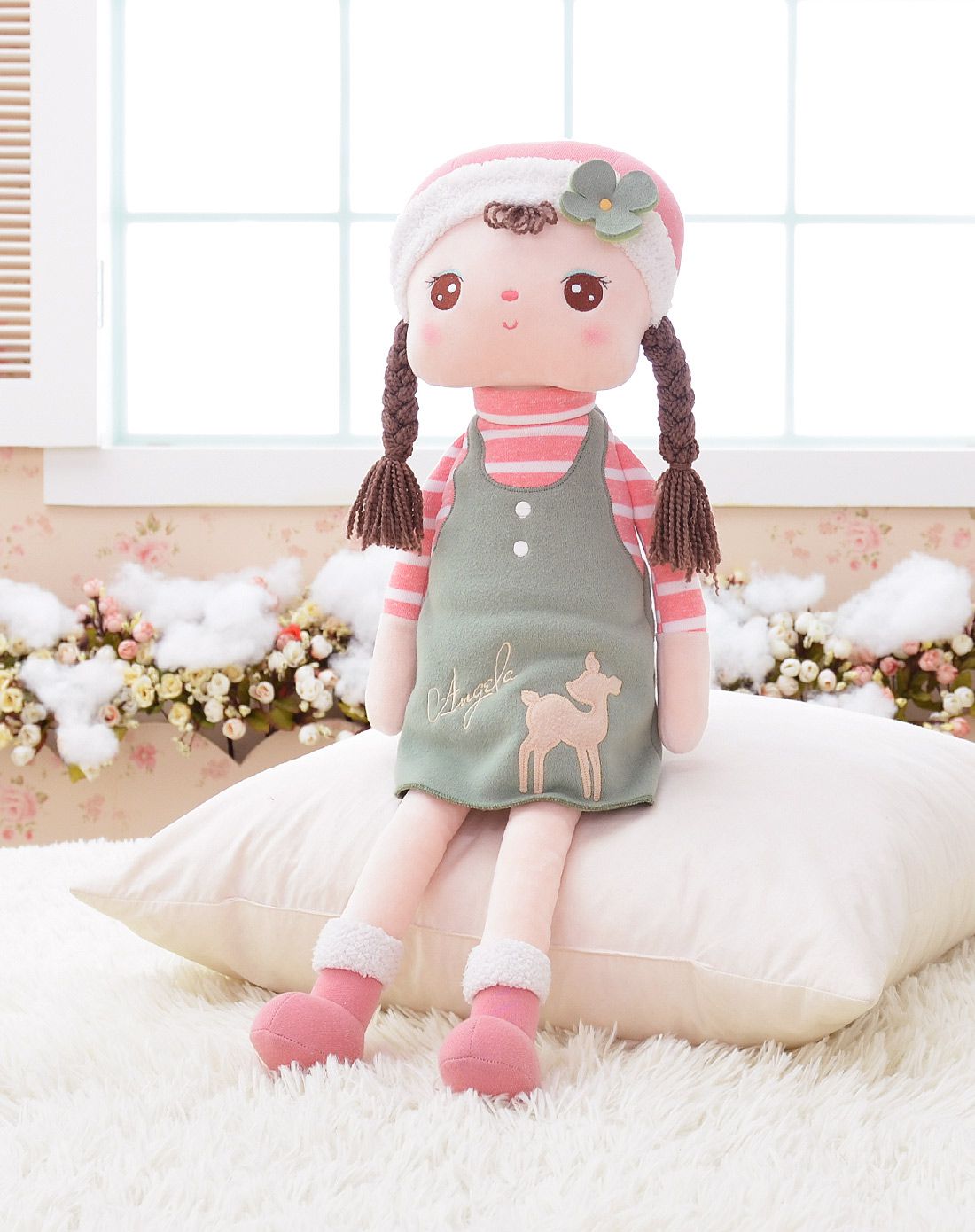 咪兔安吉拉布娃娃绿色小鹿中号