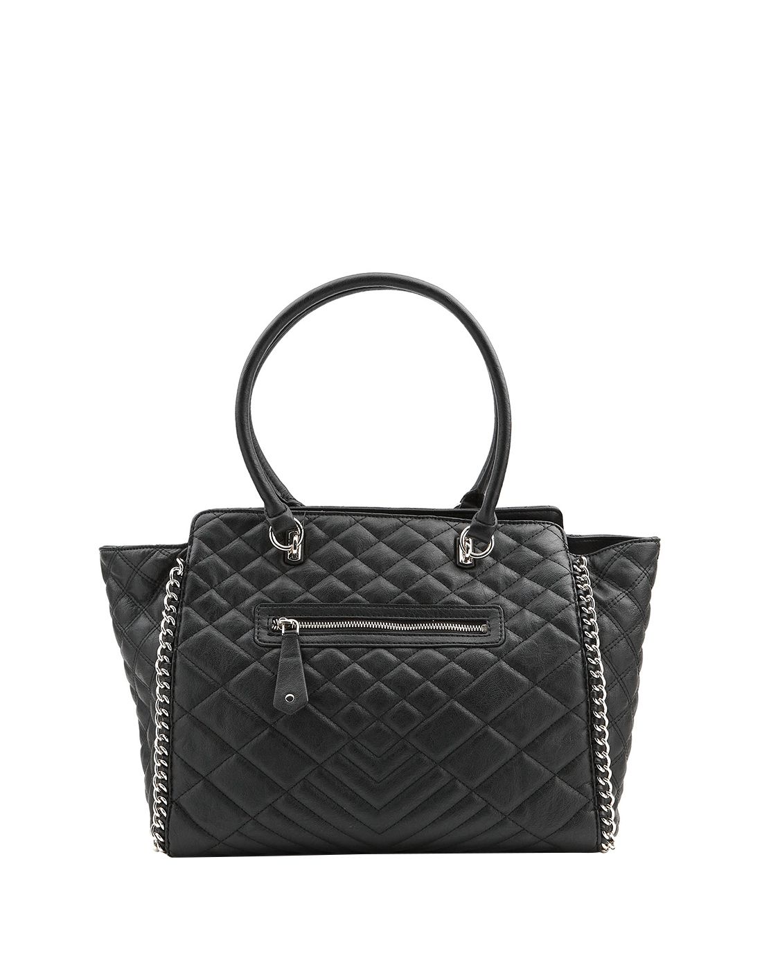 > guess女士黑色菱纹手提包