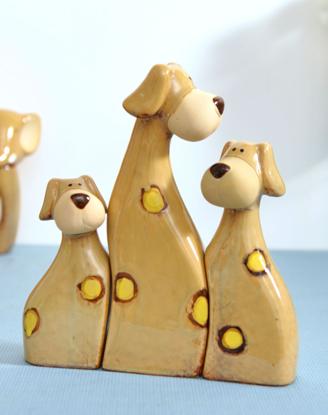 小狗陶瓷摆件3件套