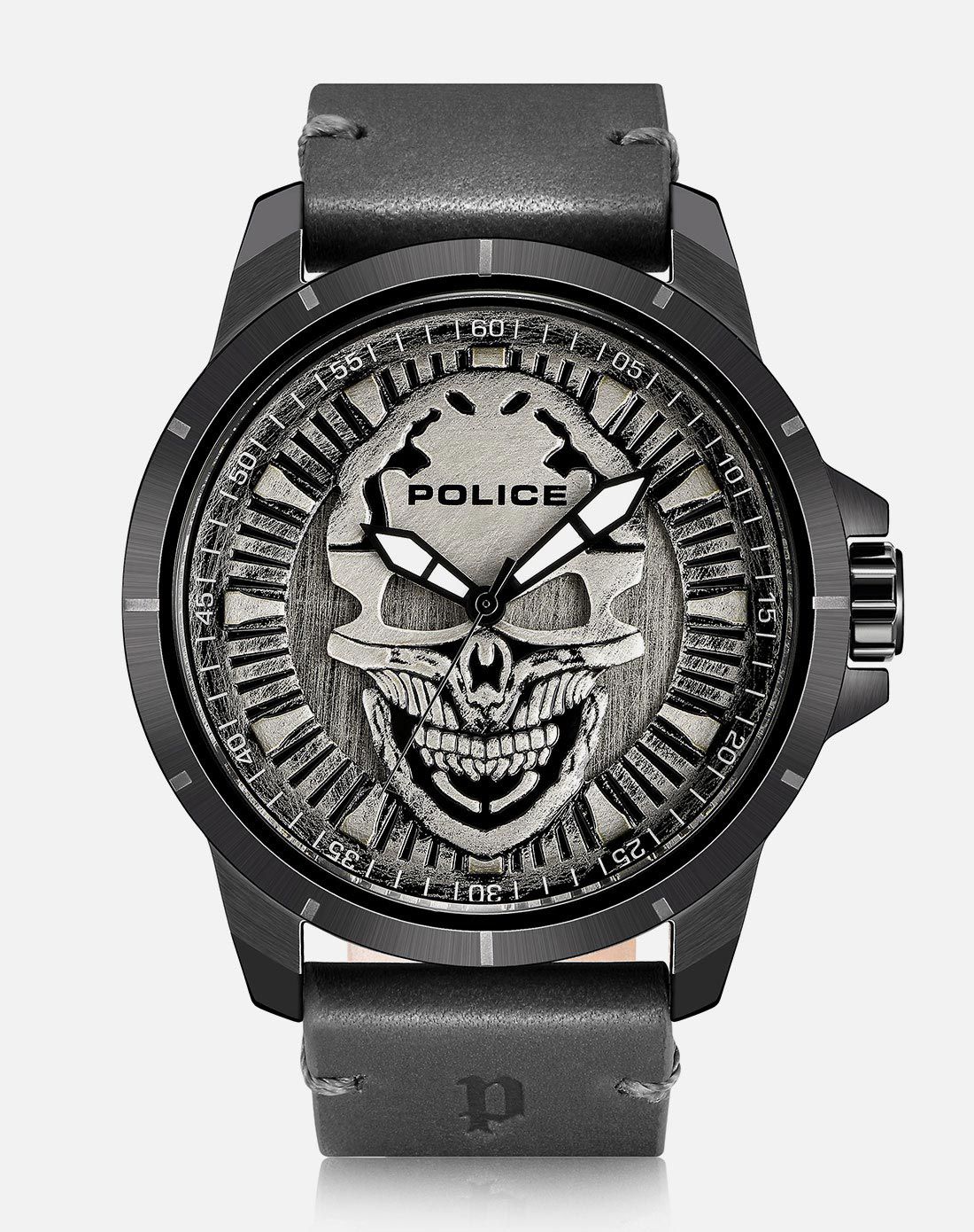 police手表专场 police 终结者系列 骷髅头石英男表 舒适t恤