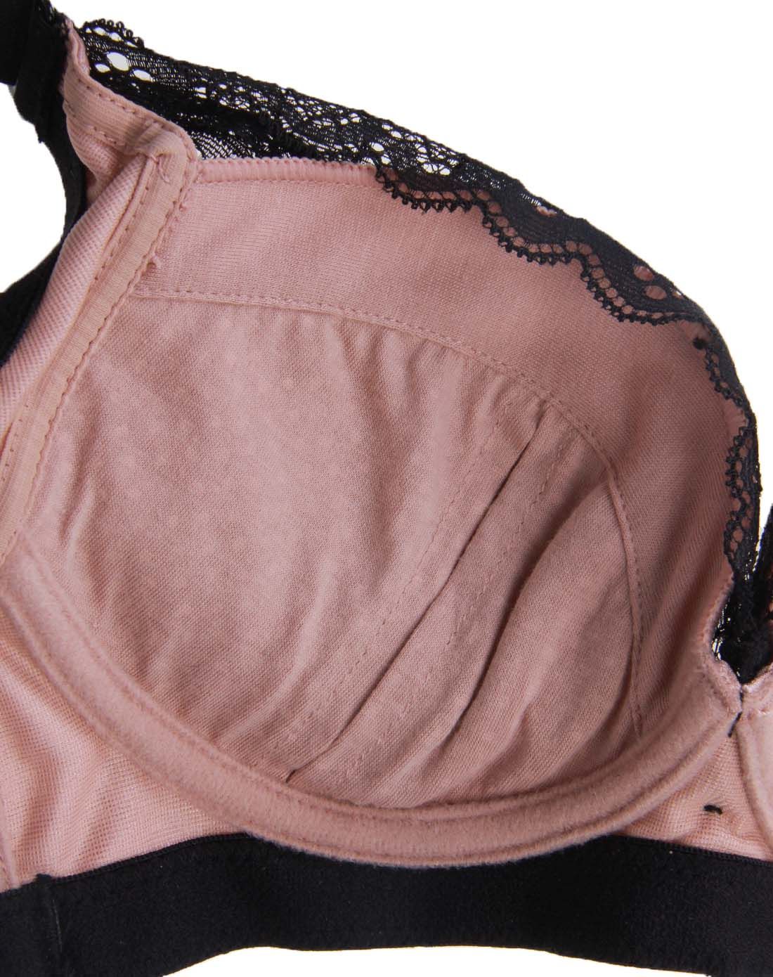 黑色花纹时尚3/4中薄杯聚拢文胸