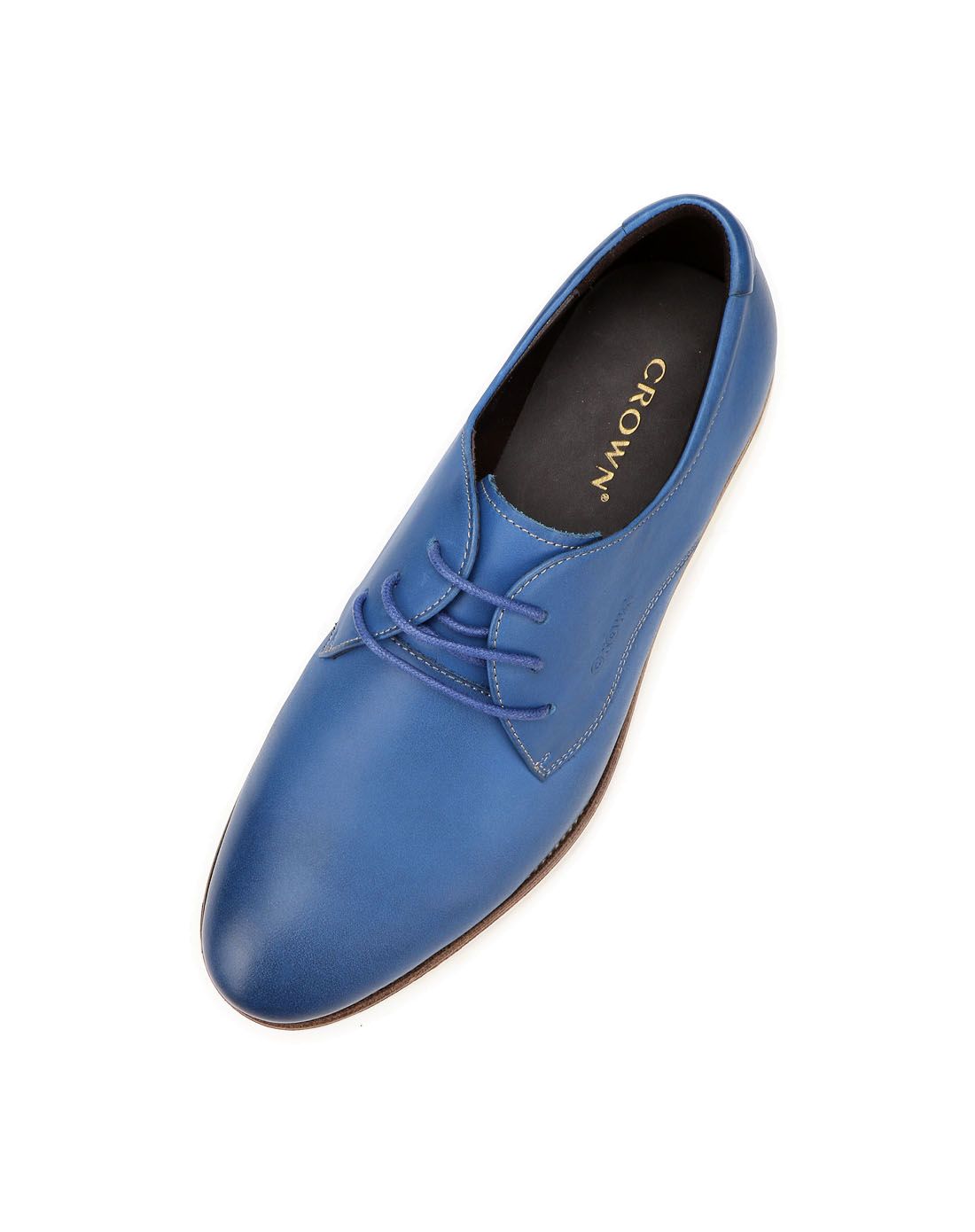 皇冠crown兰色牛皮革时尚休闲单鞋5c3401e1a2_唯品会