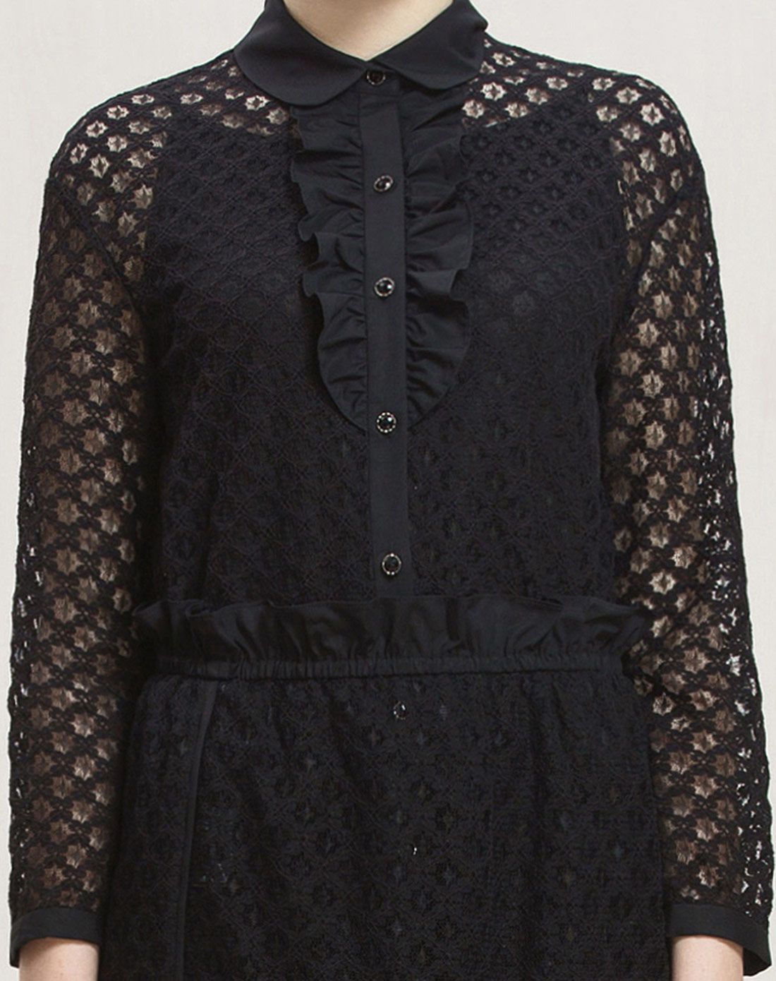 黑色蕾丝面料三件套连衣裙