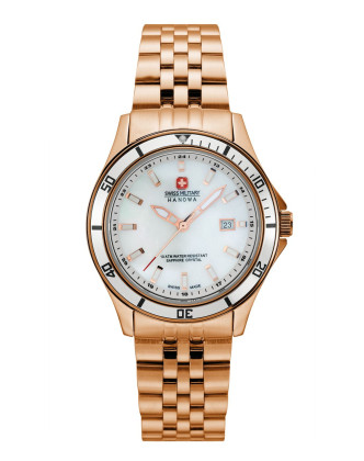 hanowa玫瑰金表壳夜光指针显示女士石英腕表