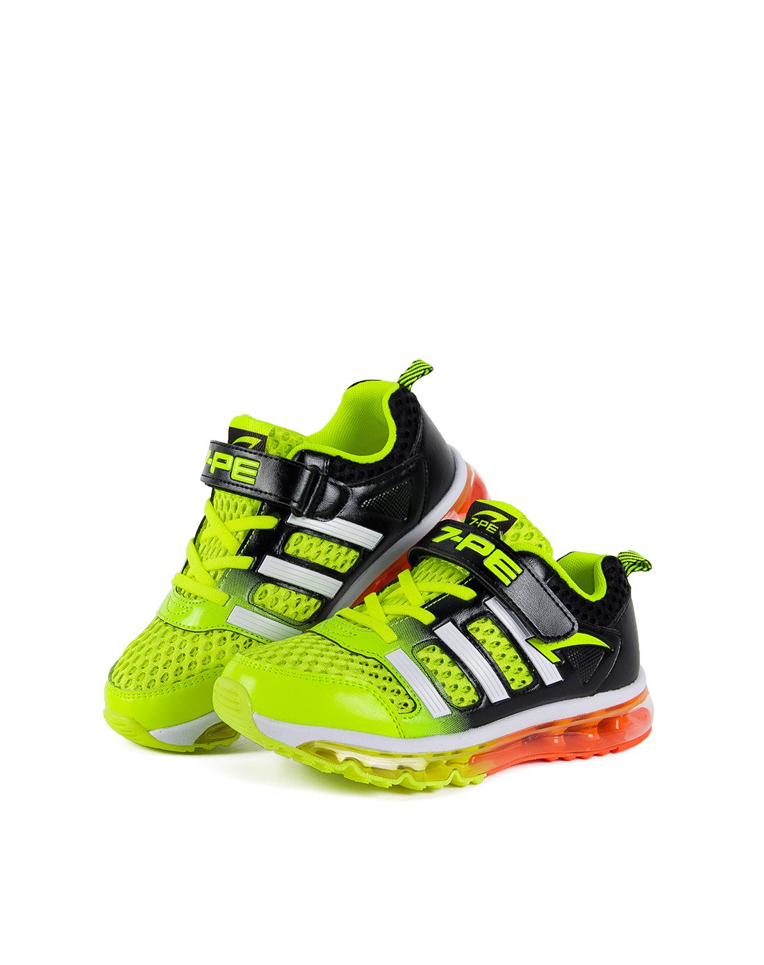 七波辉7-pe男女童鞋七波辉夏单网鞋 男童荧光绿透气时尚网鞋荧光绿b8