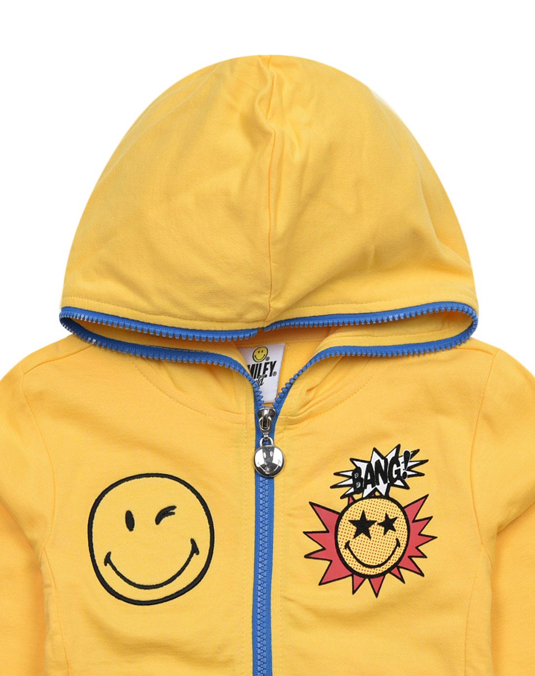 smileyworld男女男童印图浅黄针织长袖附帽外套2qw40701310_唯品会