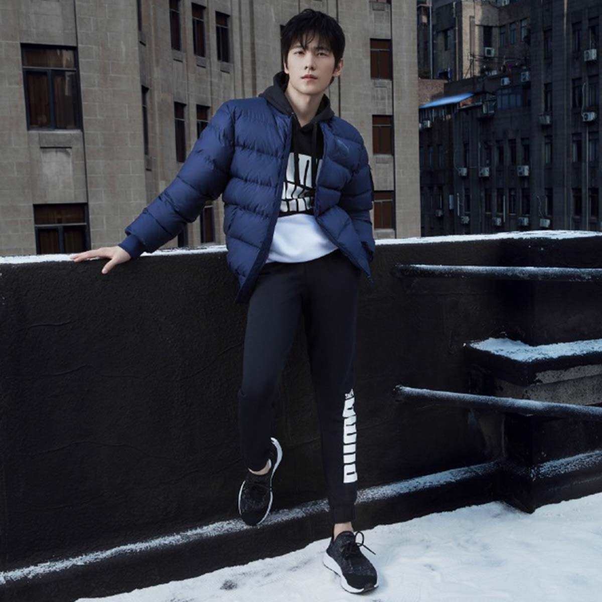 彪马puma 杨洋同款 恒温保暖 男款长袖羽绒外套 蓝色 xxl