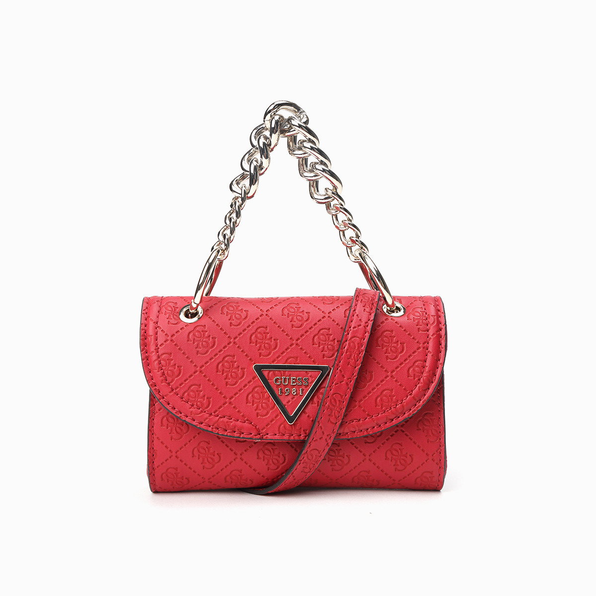 guess 2018新款女士经典倒三角logo链条包单肩包