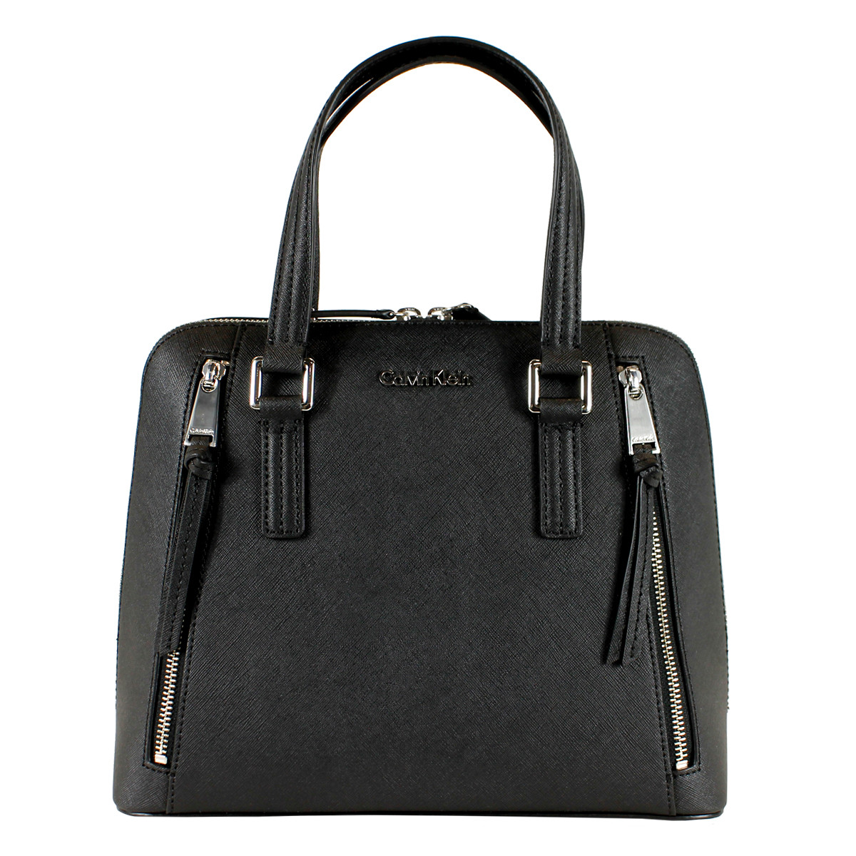 calvin klein 条纹印花皮革皮质大号手提包背包