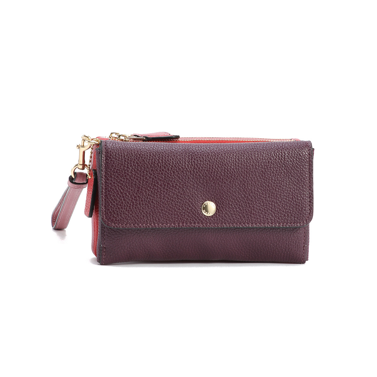 蔻驰女士紫色全皮手拿包