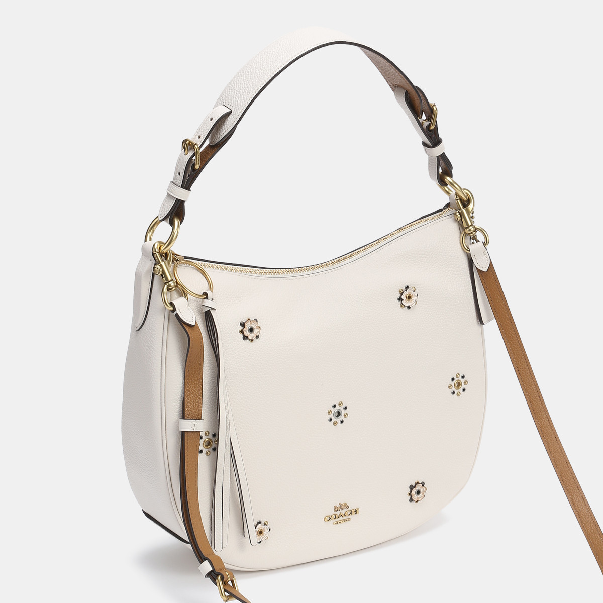 coach sutton 花朵铆钉半月包单肩包