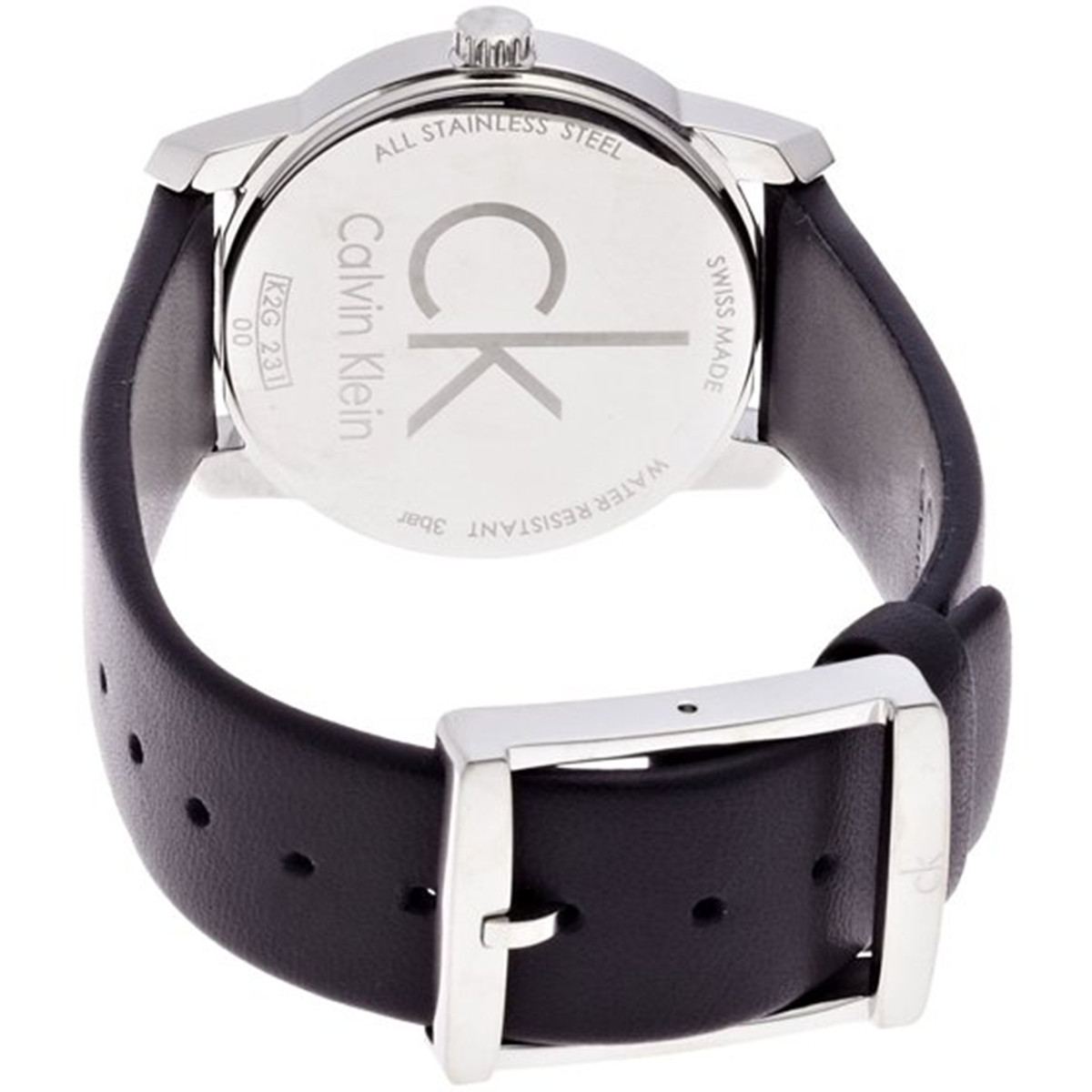 卡尔文克雷恩ck女表 荧光指针条纹刻度皮带石英手表腕表石英表k2g31k2