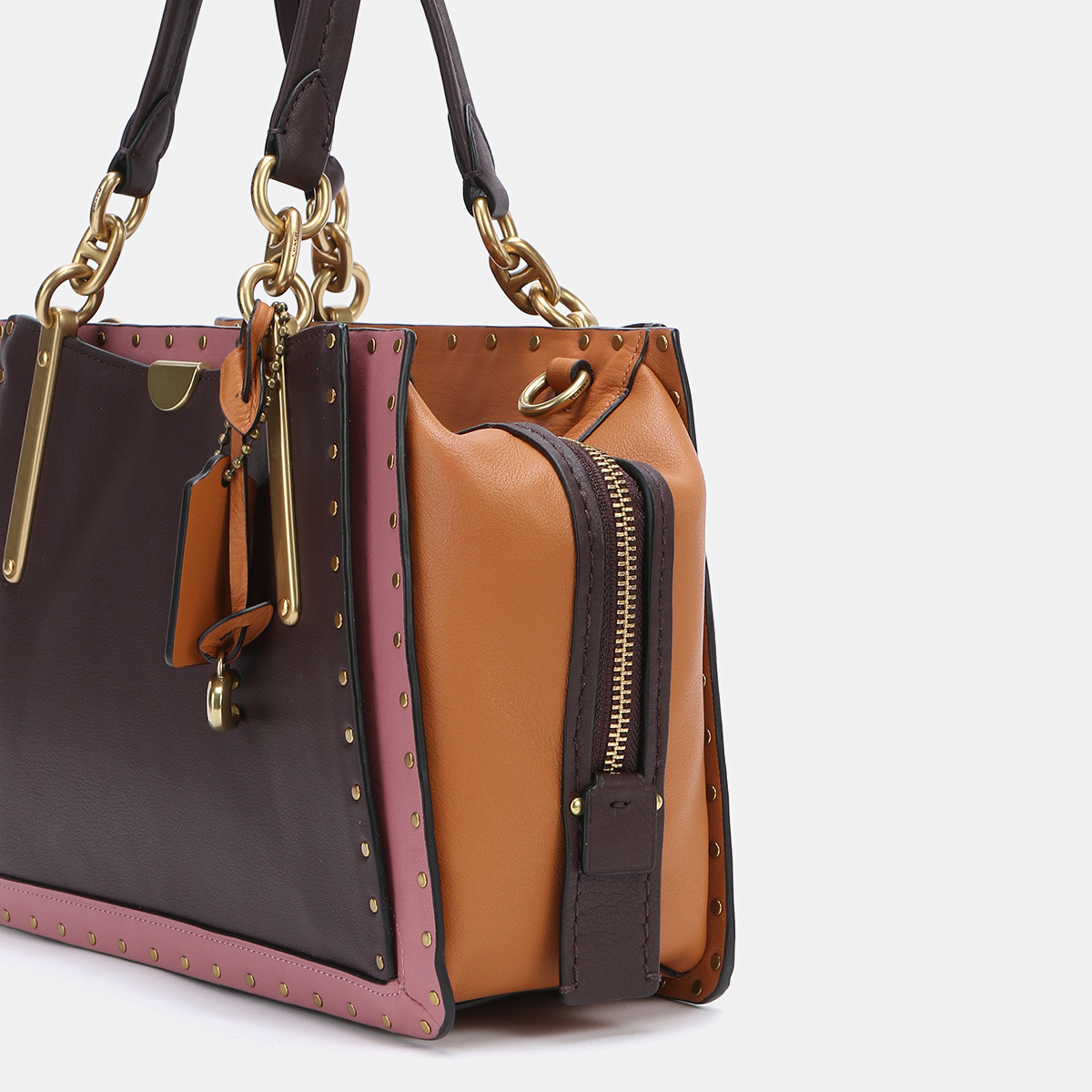 【明星同款】coach 蔻驰 女士 dreamer撞色铆钉托特包手提包