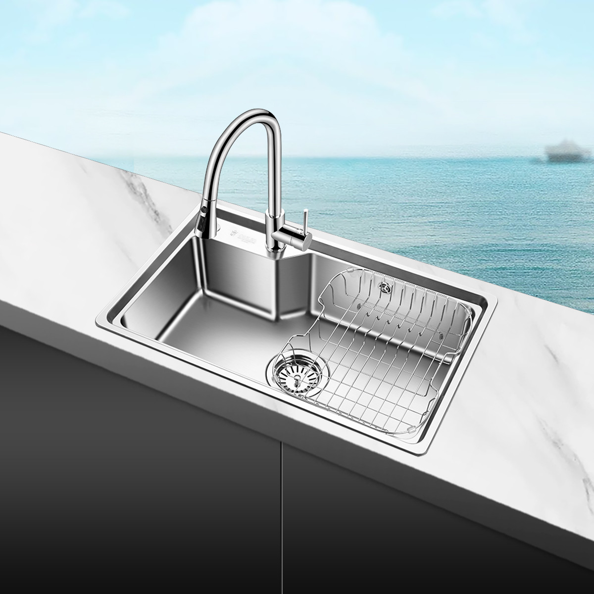 欧琳wgj312 不锈钢单槽厨房水槽洗菜盆仿手工水池加厚水槽